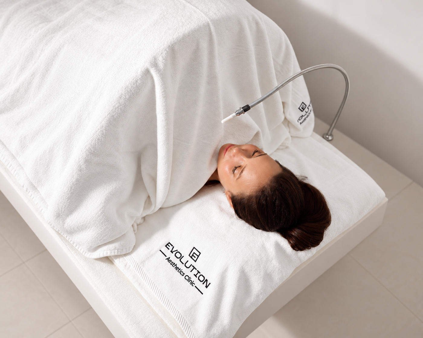 Patient resting during an Iyashi Dome session