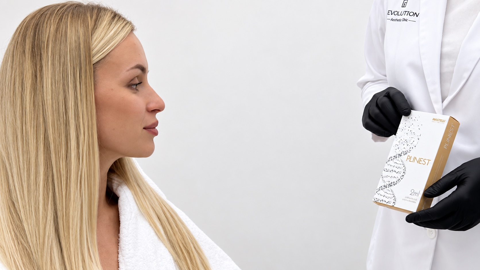 Patient during a Plinest consultation at Evolution Aesthetics Clinic