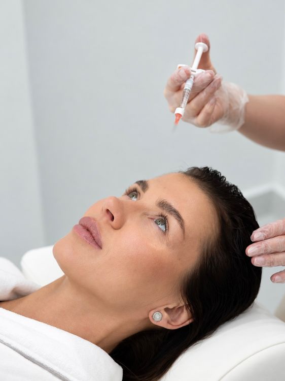 Clinician preparing a scalp injection for a patient